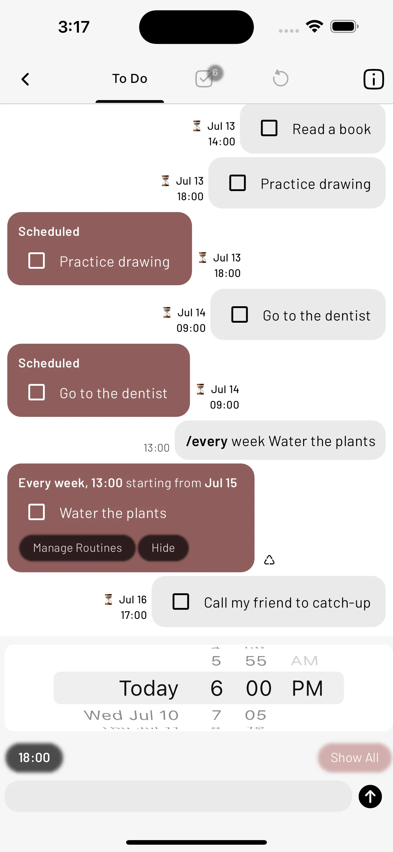 tetrify chat interface with todo tasks